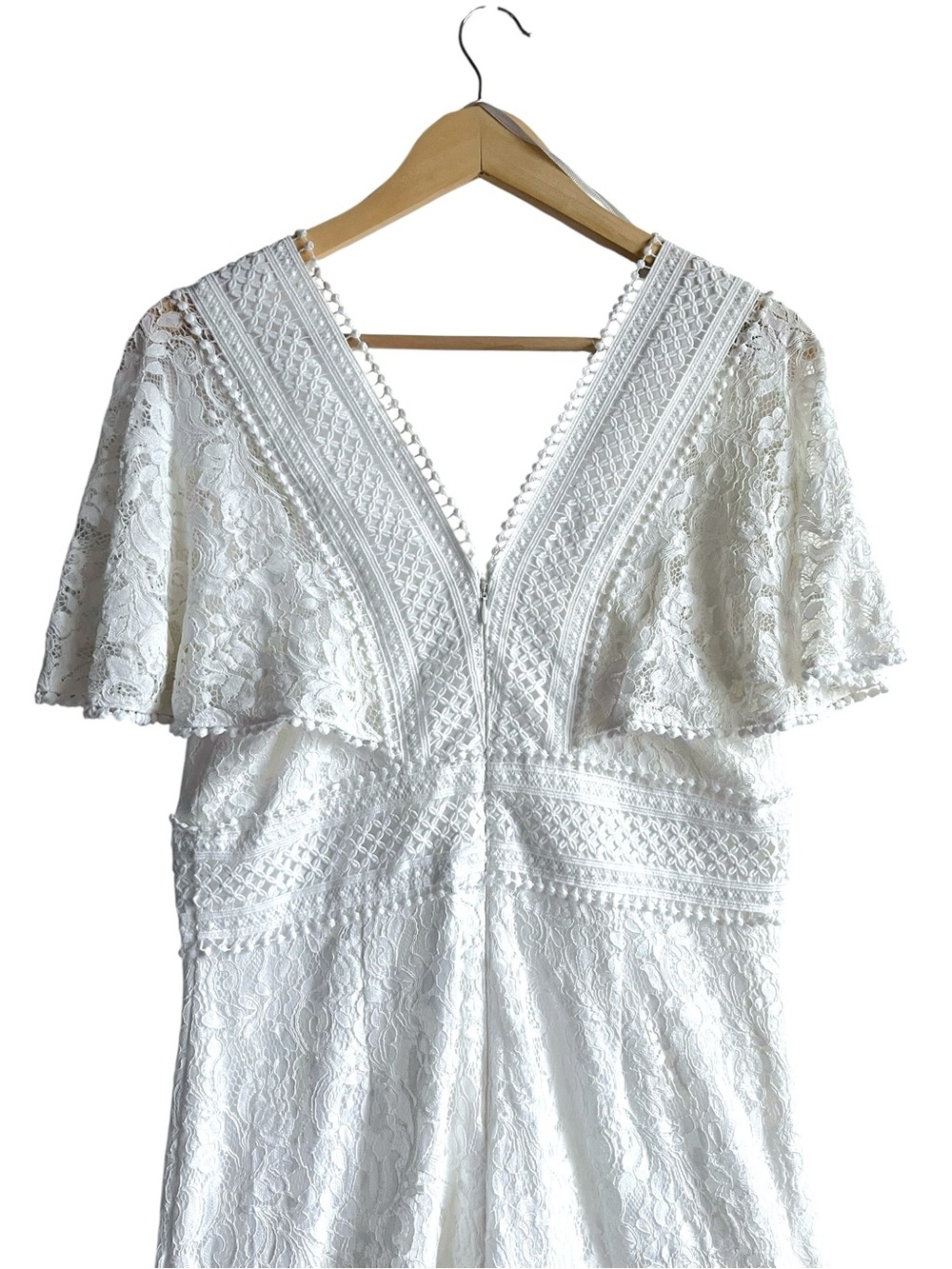 Eliza J Ivory Flounce Lace Dress Size 10 - Picture 3 of 16